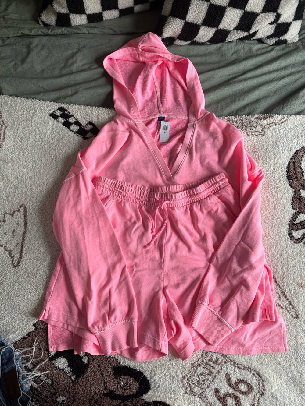 Old Navy Pink Hooded Lounge Set - Two-Piece Sleepwear
